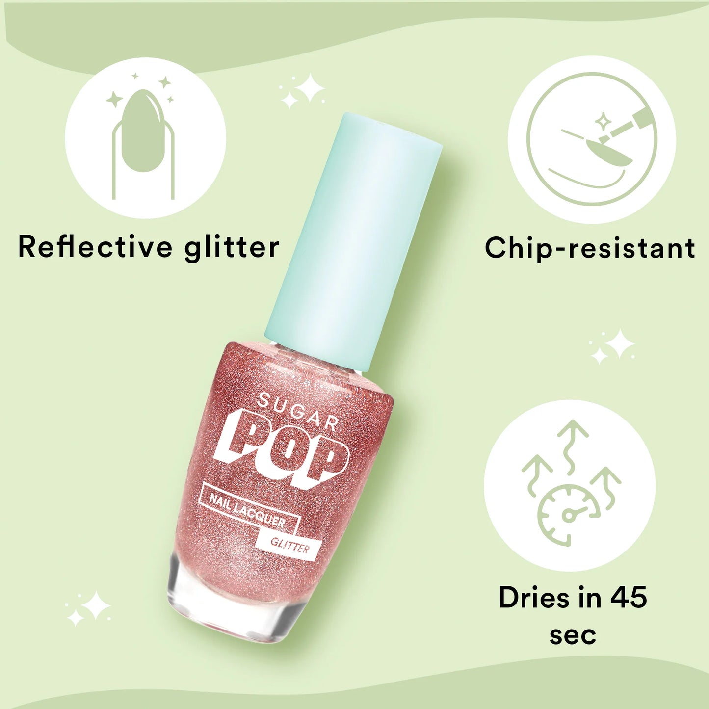 SUGAR POP Nail Lacquer Glitter - 01 Rose Quartz