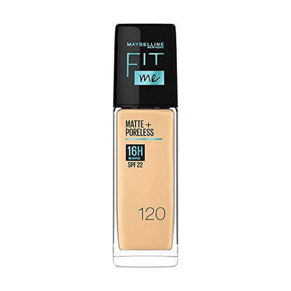 Maybelline New York Liquid Foundation, Matte Finish, With SPF, Absorbs Oil, Fit Me Matte + Poreless, 120 Classic Ivory