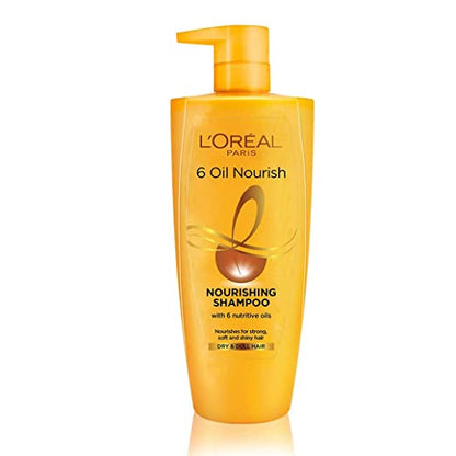 L'Oreal Paris Shampoo, Moisturising & Hydrating, For Dull, Dry & Lifeless Hair, 6 Oil Nourish, 650 ml
