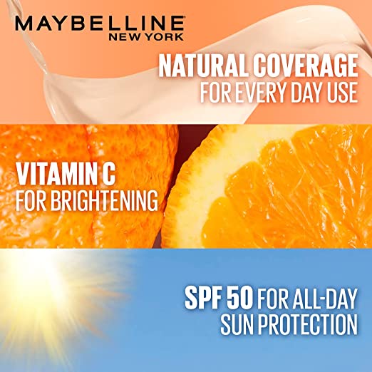 Maybelline New York Foundation, Lightweight Skin Tint With SPF 50 & Vitamin C, Natural Coverage, For Daily Use, Fit Me Fresh Tint, Shade 03