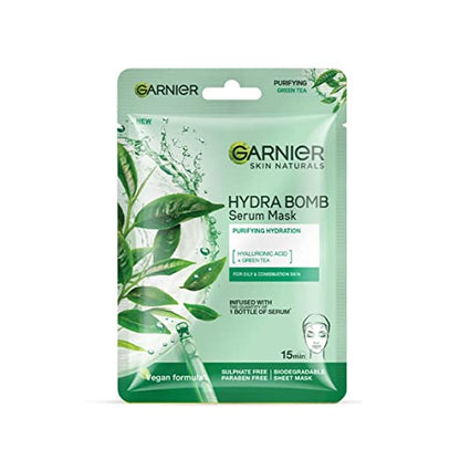 Garnier Skin Naturals, Serum Mask, Purifying & Pore Reducing, Hydra Bomb Green Tea Mask