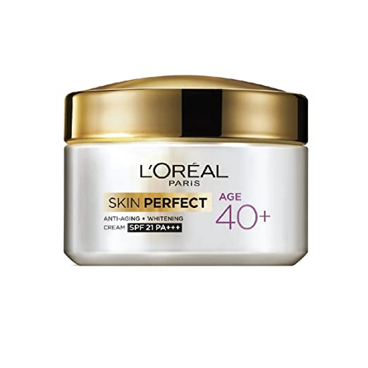 L'Oreal Paris Anti-Aging and Whitening Cream, With SPF 21 PA+++, Day Cream, For Users Over 40, Skin Perfect 40+